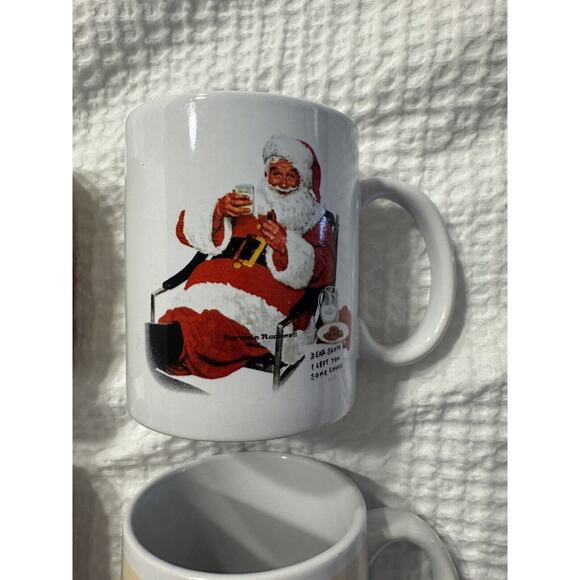 Set of 4 Norman Rockwell Holiday Memories Mugs Christmas Design Studio Santa - Picture 3 of 7